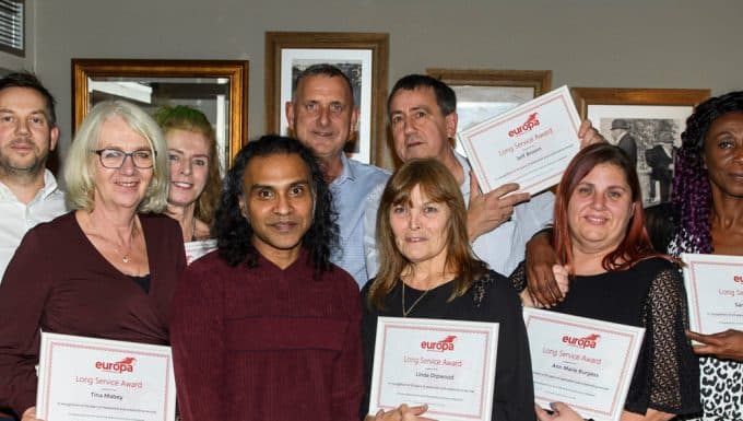 Long Service Awards are celebrated at Europa Worldwide Group