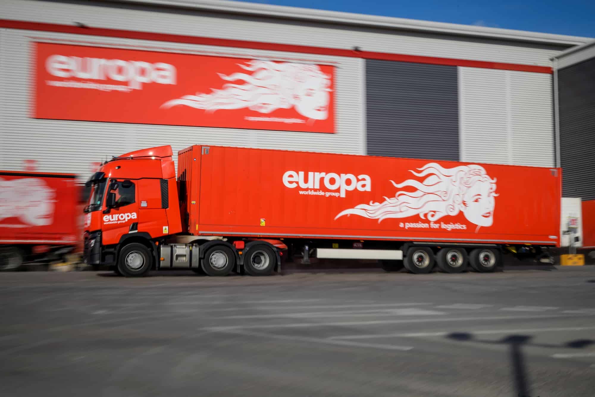 Image showing a Europa Worldwide truck outside a logistics site